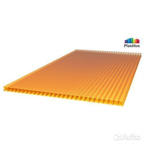 Сотовый поликарбонат для теплиц, 2.1х6 м, оранжевы