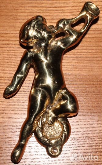 Дверной молот в стиле Барокко. Амур Купидон Латунь