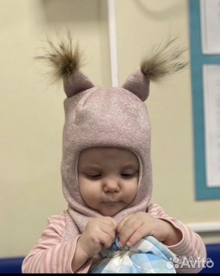 Шапка шлем для девочки зима