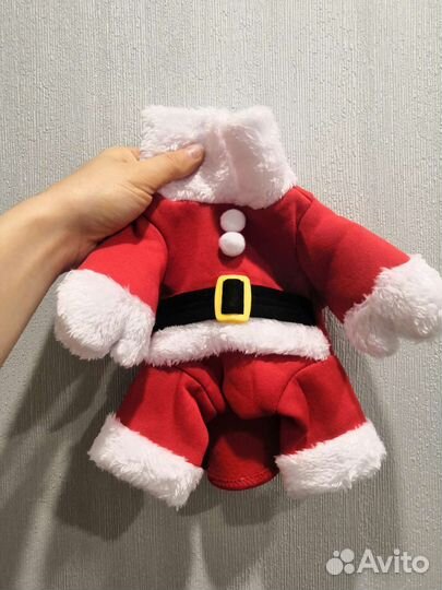 Новогодний костюм санты для маленькой собачки