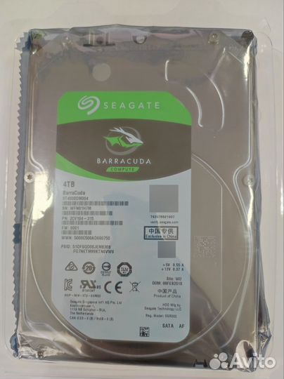 Новый HDD 4 тб Seagate BarraCuda ST4000DM004