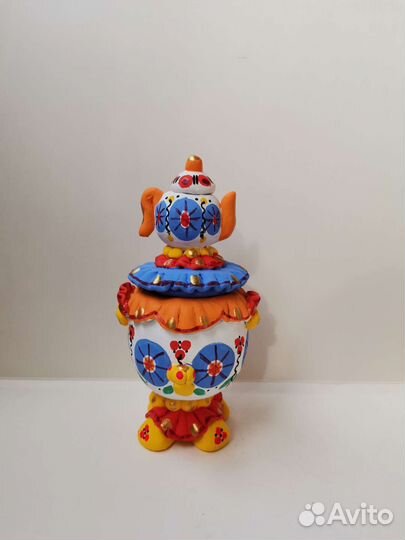 Самовар-шкатулка. Дымковская игрушка