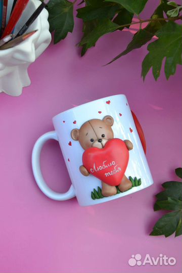 Мишка с сердцем ручная работа