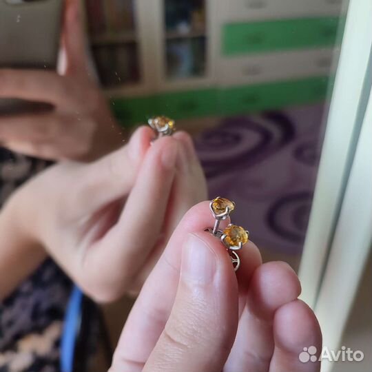 Серьги с камнями, серебро