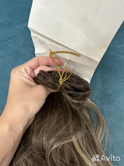 Волосы на заколках русые 60 см