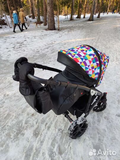 Коляска 2 в 1 Sevillababy Melani черная эко-кожа