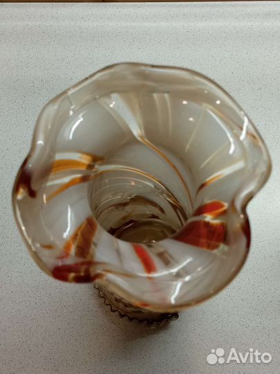 Ваза для цветов. Цветное стекло.Гутная техникассср