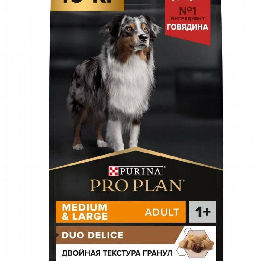 Сухой корм PRO plan Duo Delice, с говядиной, 10 кг