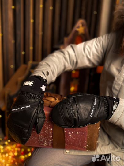 Варежки горнолыжные\сноубордические кожаные