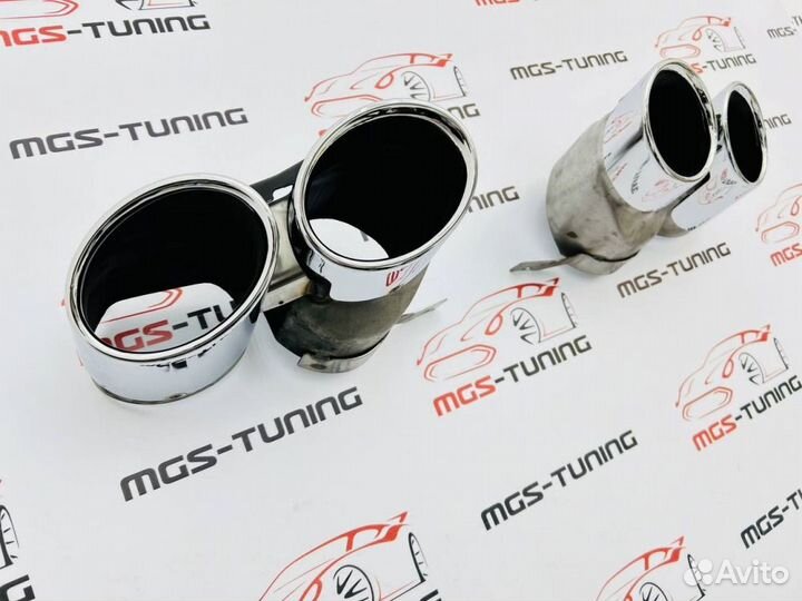 Насадки на выхлоп Audi Q8 двойные хром Стиль SQ8