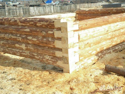 Срубы, зимний лес