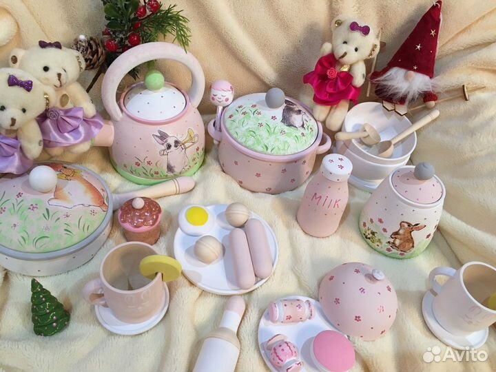 Детская деревянная посудка для игры