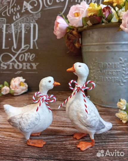 Ватная игрушка Гуси в ретро стиле