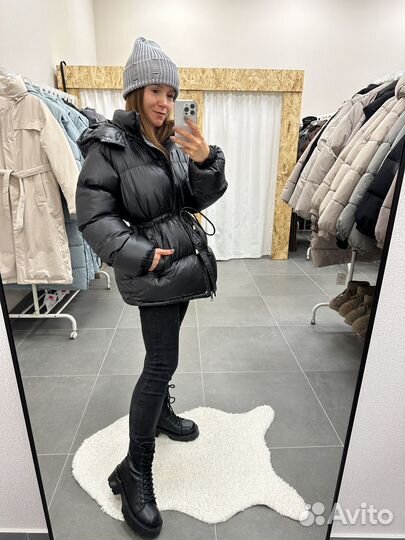 Куртка зима Корея с кулиской с блеском женская