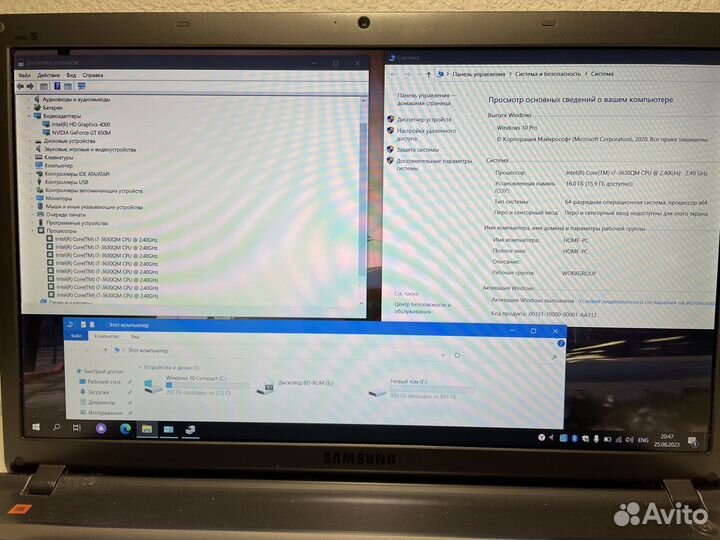 Игровой ноутбук Samsung i7/16gb/2видекарты/SSD+HDD