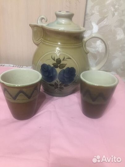 Кувшин и 2 стакана керамика
