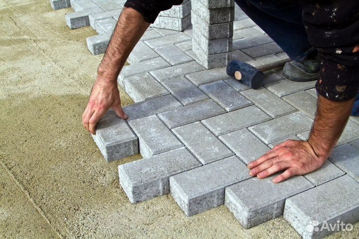 Мощение тротуарной плиткой,брусчаткой