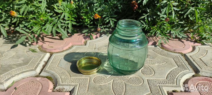 Банка бочонок для меда СССР стеклянная