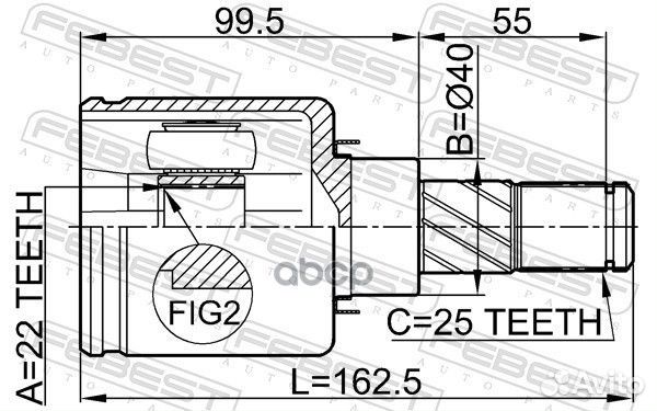 ШРУС внутренний правый 22x40x25 (nissan almera