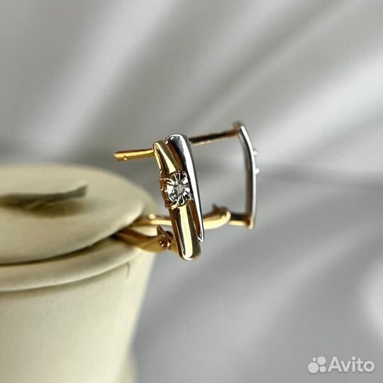 Золотые серьги 585 пробы с бриллиантами золото