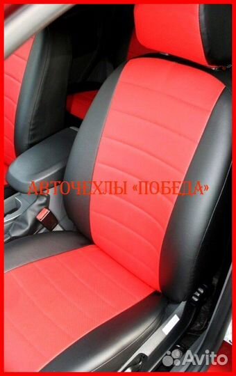 Чехлы Ford Focus 2 из экокожи чёрно-красные Класси