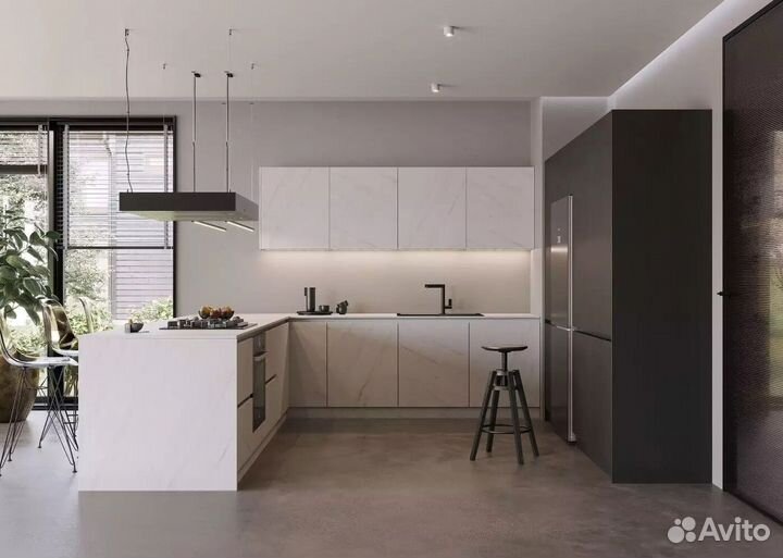 Кухня угловая с барной стойкой