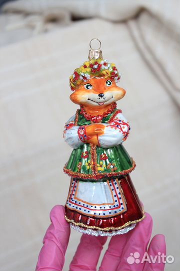 Елочные игрушки Irena Лиса в веночке