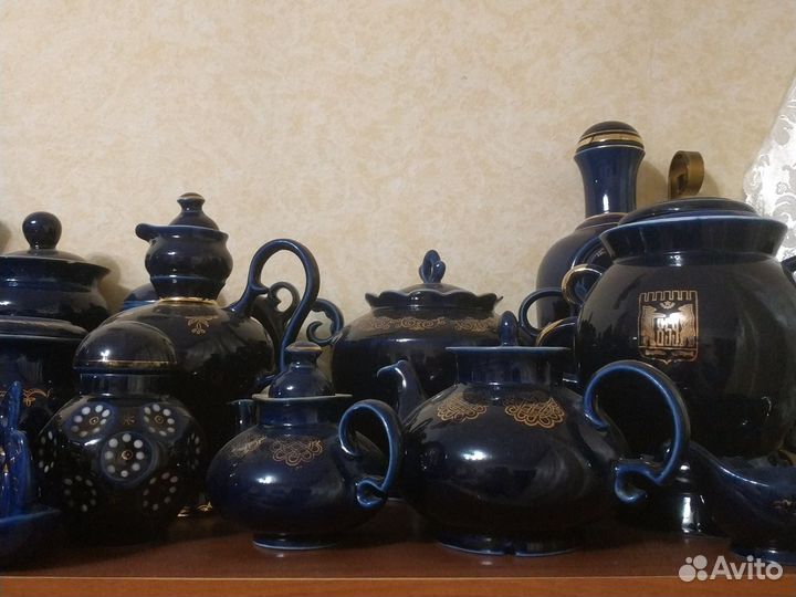 Новгородская синяя посуда кобальт