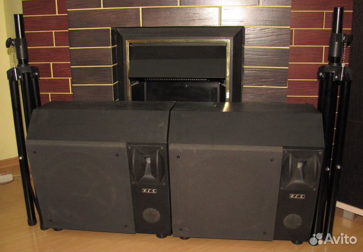 Колонки KCS 1200W Усилитель Микшер Микрофон Стойки