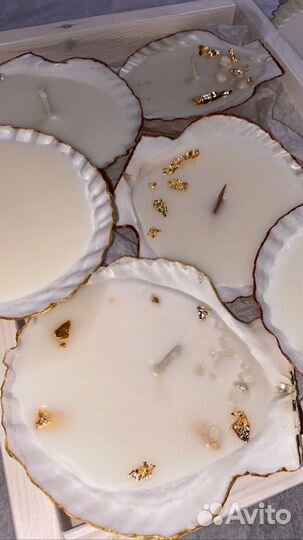 Свеча ручной работы в натуральной ракушке