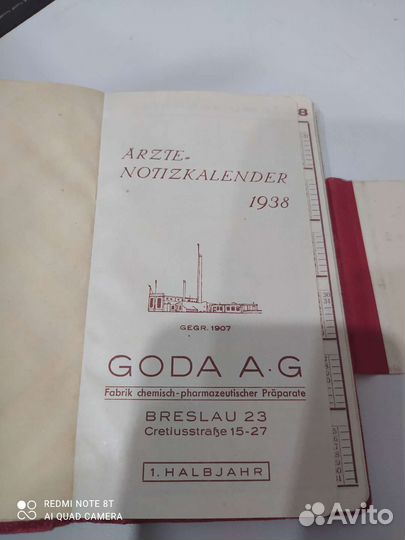 Блокнот календарь заметок 1938 год немецкий
