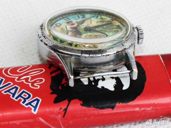 Часы Победа роспись циферблата Охотник 1952г СССР