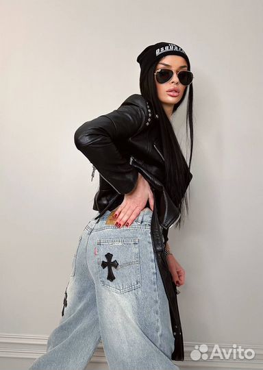 Кожаная косуха от chrom hearts