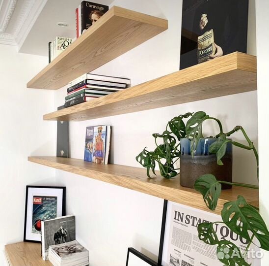 Полка настенная из дерева дуба и ясеня
