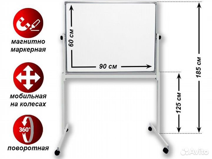 Доска для школы и детсада поворот 90х60 см BS