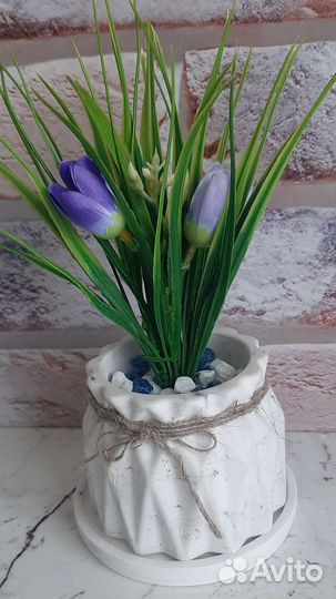 Подарочный набор:Кашпо из гипса