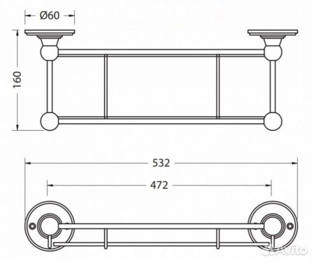 Полка Burlington A18 WAL хром/орех