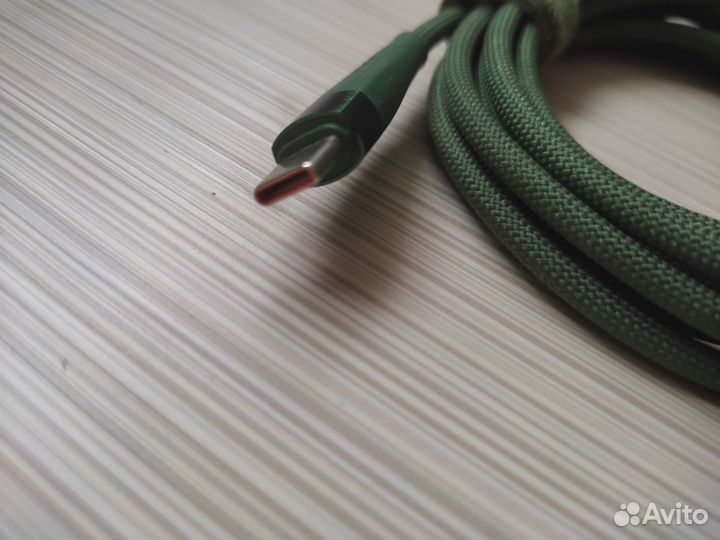 Кабель новый type C - type C 100W Green