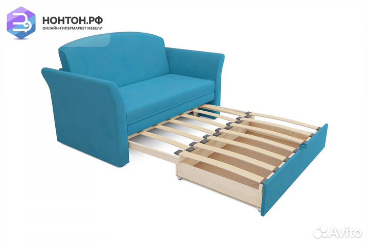 Диван выкатной Малютка 2 рогожка синяя