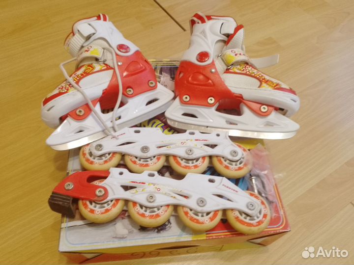 Ролики и коньки (2в1) раздвижные р 29-32