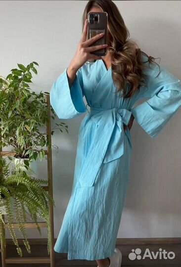 Халат домашний пляжный банный кимоно на запах