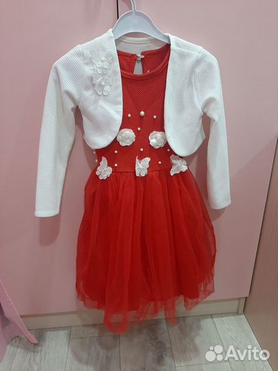Платье для девочки красное 122