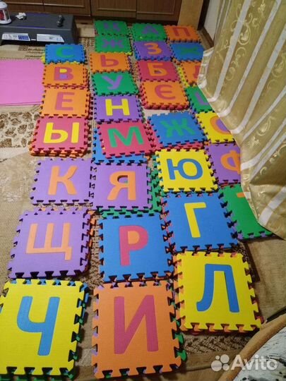 Детский коврик пазл алфавит и цифры