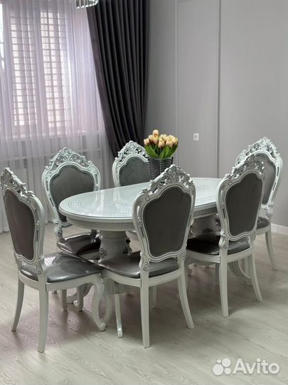 Стол лапка версаче/стулья мини шейх/мебель