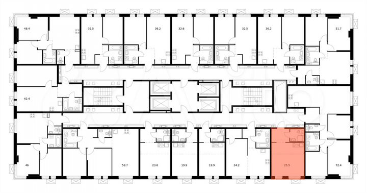 Квартира-студия, 25,5 м², 22/33 эт.
