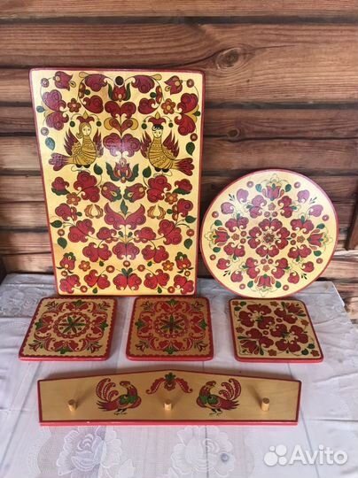 Предметы для кухни. Дерево.Ручная роспись