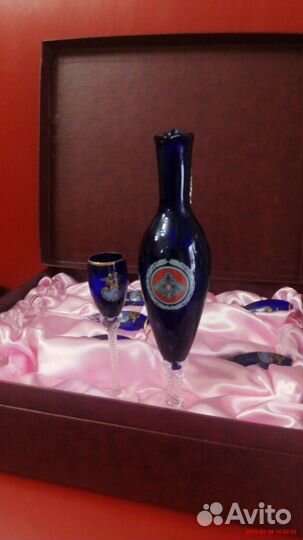 Винтажный набор из цветного стекла