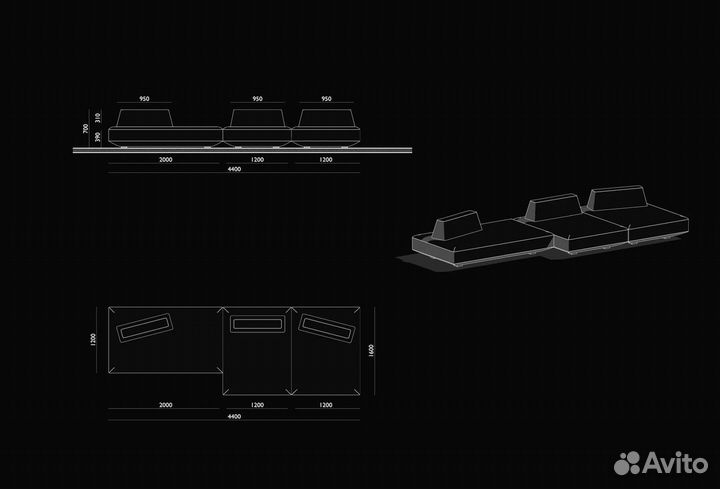 Диван 4400х1600 мм