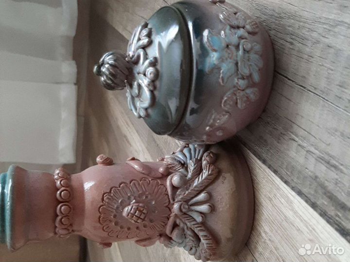 Подсвечник и шкатулка, керамика