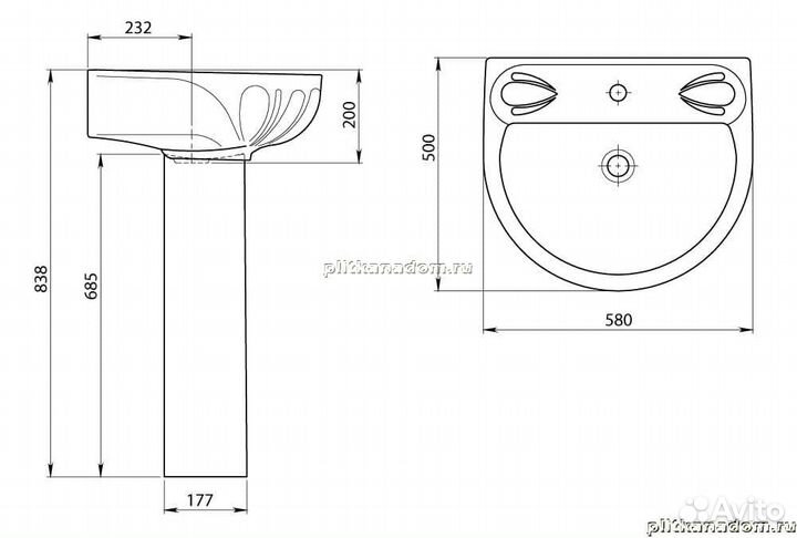 Santeri Лотос 131106S0100B0 Умывальник без отверстия крап на белом